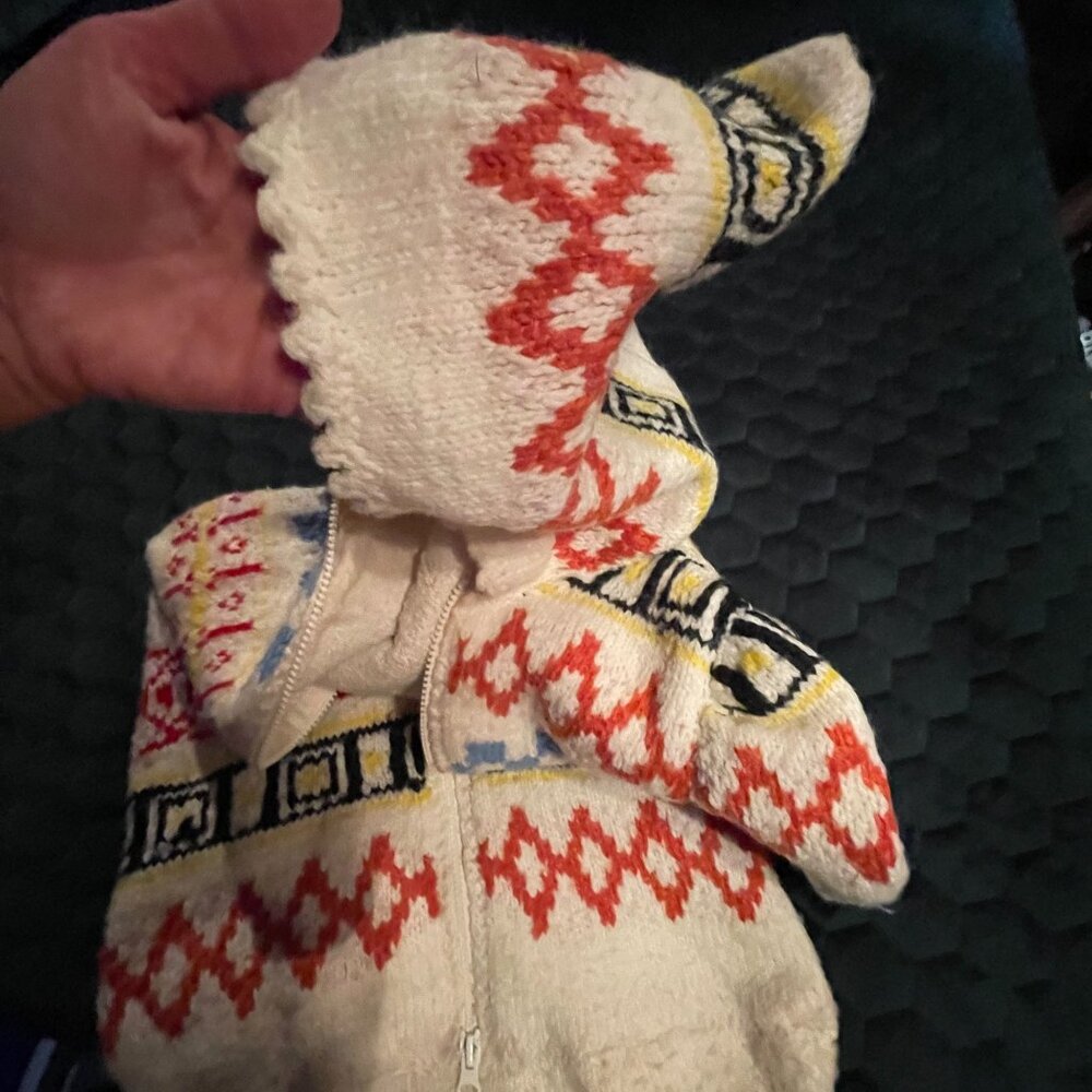 Vintage Handmade child's sleep sack  OS baby/toddler cream & multicolor  cowicha